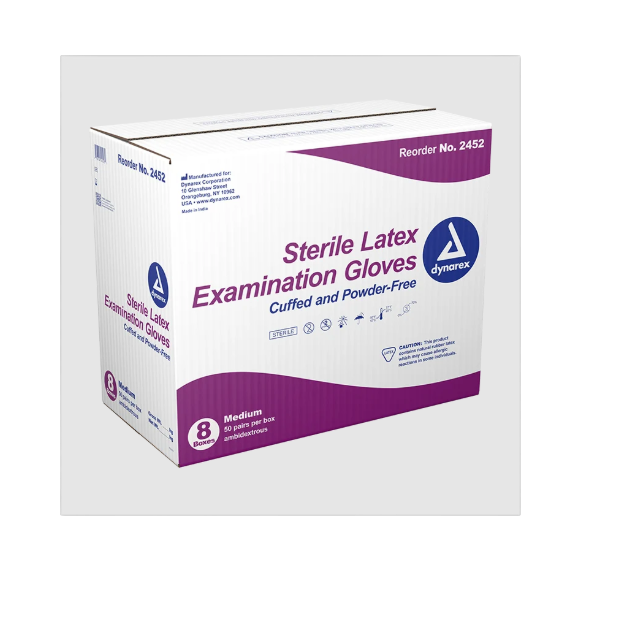 Dynarex Sterile Latex Gloves - Medium